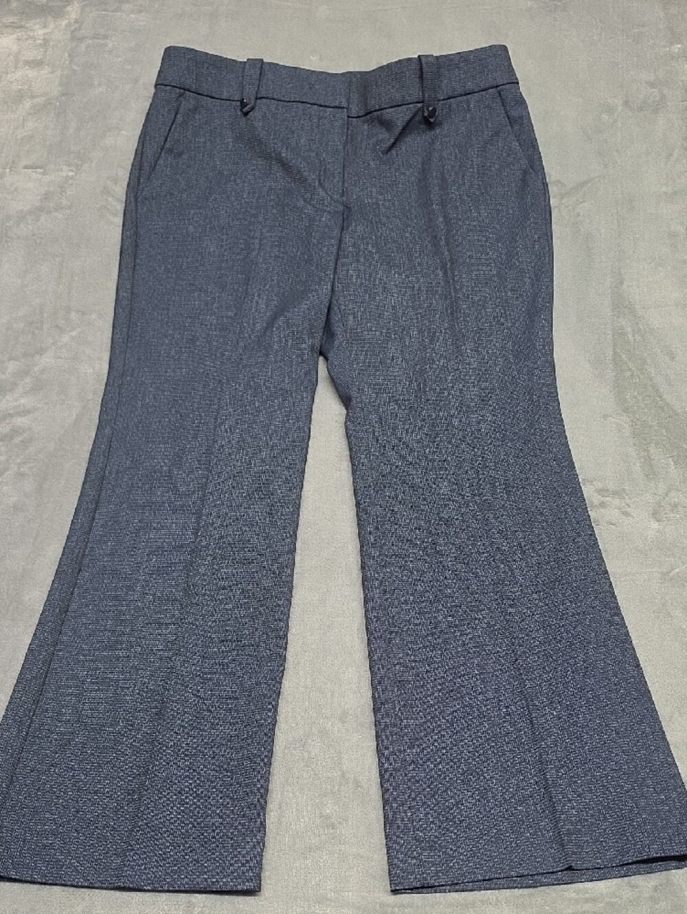LOFT Navy Textured Straight-Leg Trousers - Picture 3 of 7
